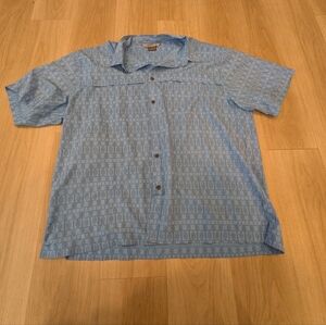 Nike Blue Abstract Button Up Size XXL